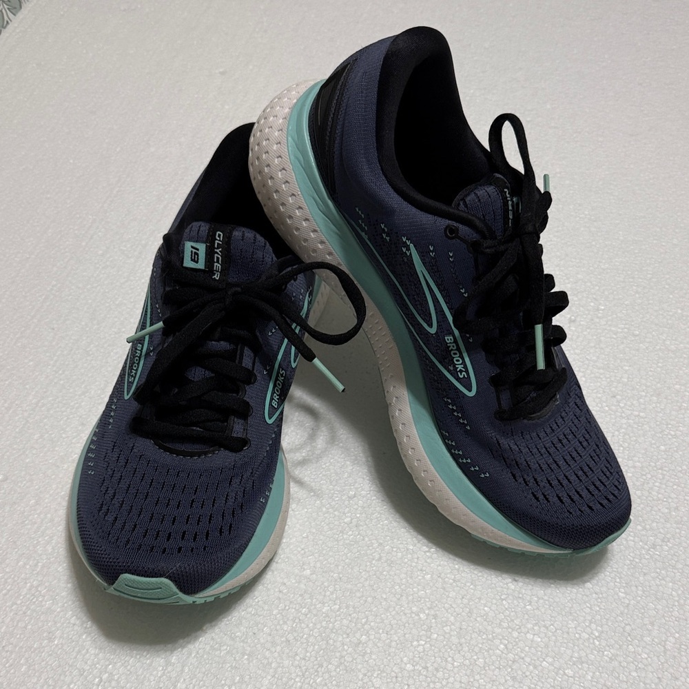 BROOKS Athletic Sneakers Glycerin 19 Women’s Shoes Size 8.5 Navy Blue & Teal